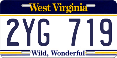 WV license plate 2YG719