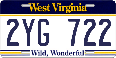 WV license plate 2YG722