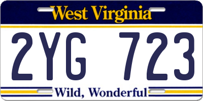 WV license plate 2YG723