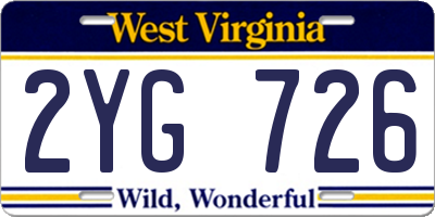 WV license plate 2YG726