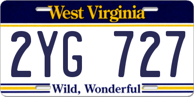 WV license plate 2YG727