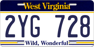 WV license plate 2YG728