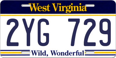 WV license plate 2YG729