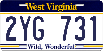 WV license plate 2YG731