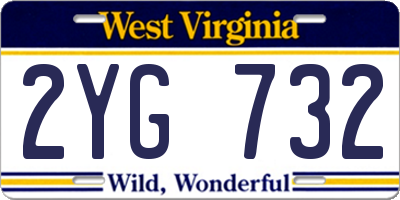 WV license plate 2YG732