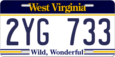 WV license plate 2YG733