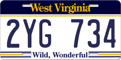 WV license plate 2YG734