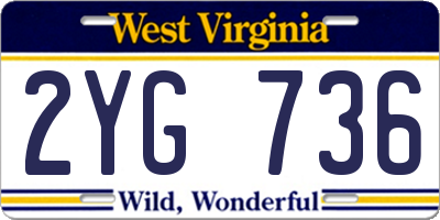 WV license plate 2YG736