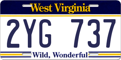WV license plate 2YG737