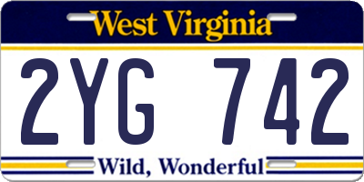 WV license plate 2YG742