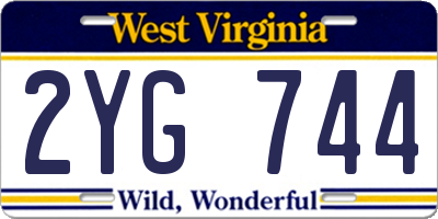 WV license plate 2YG744