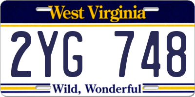 WV license plate 2YG748