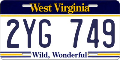 WV license plate 2YG749