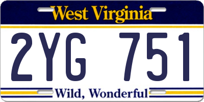 WV license plate 2YG751