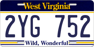 WV license plate 2YG752