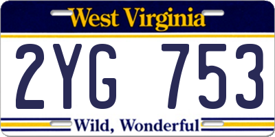 WV license plate 2YG753