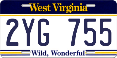 WV license plate 2YG755