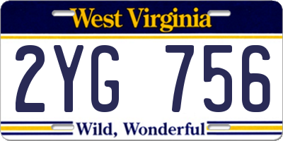 WV license plate 2YG756