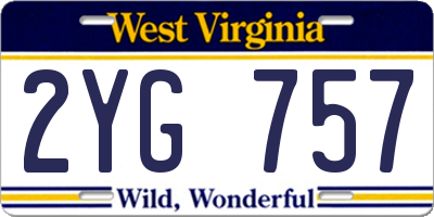 WV license plate 2YG757