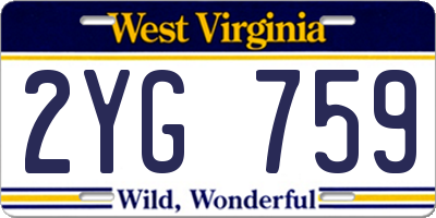 WV license plate 2YG759