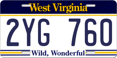 WV license plate 2YG760