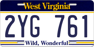 WV license plate 2YG761