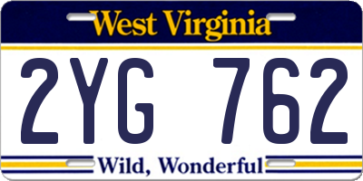 WV license plate 2YG762