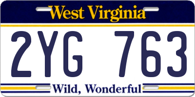 WV license plate 2YG763
