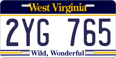 WV license plate 2YG765