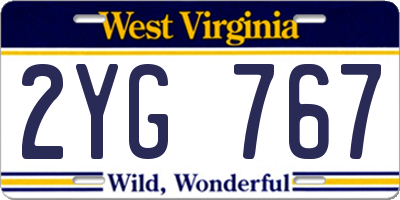 WV license plate 2YG767