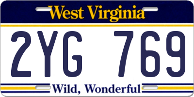 WV license plate 2YG769