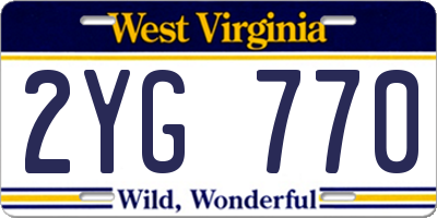 WV license plate 2YG770