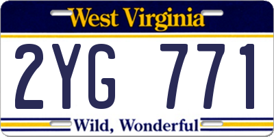 WV license plate 2YG771