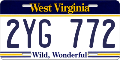 WV license plate 2YG772