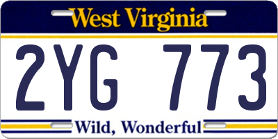 WV license plate 2YG773