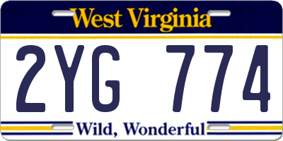 WV license plate 2YG774