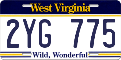 WV license plate 2YG775