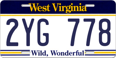 WV license plate 2YG778