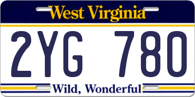 WV license plate 2YG780