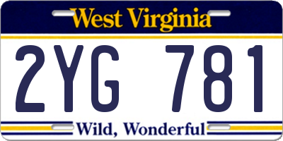 WV license plate 2YG781