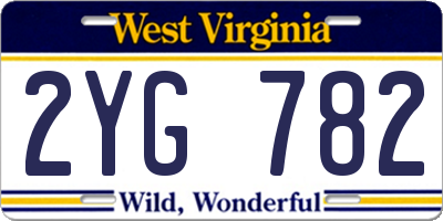 WV license plate 2YG782