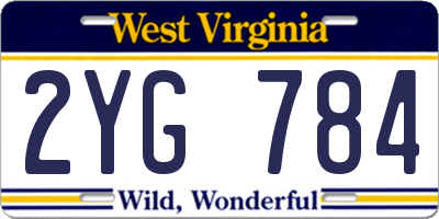WV license plate 2YG784