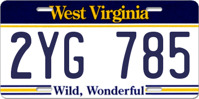 WV license plate 2YG785