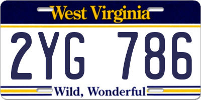 WV license plate 2YG786