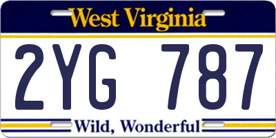 WV license plate 2YG787