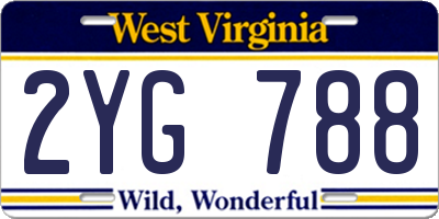 WV license plate 2YG788