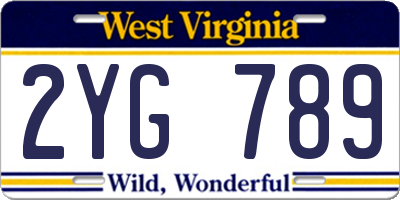 WV license plate 2YG789