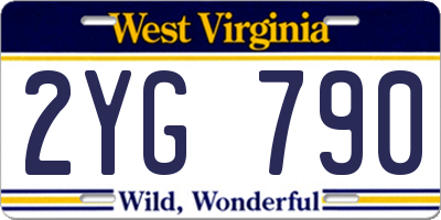 WV license plate 2YG790