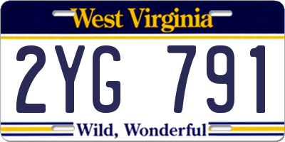 WV license plate 2YG791