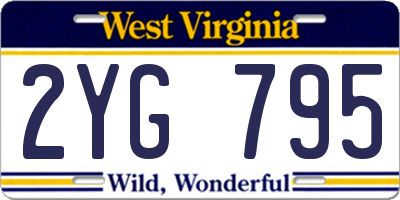 WV license plate 2YG795